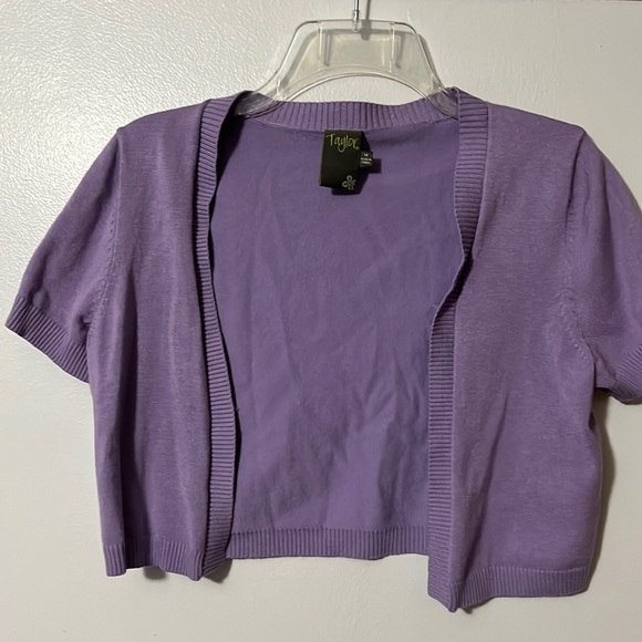 Two Tone Edge Short Sleeve Cardigan Lavender